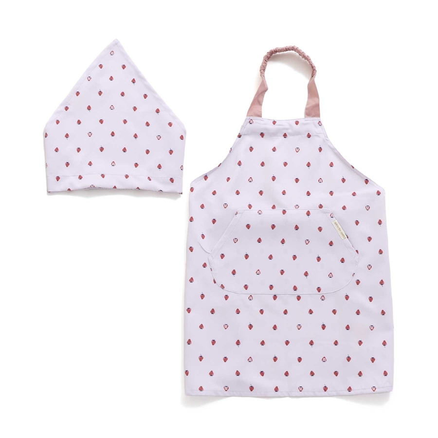 いちご・恐竜柄エプロン三角巾セット[品番：FOKK0022072]｜F.O.