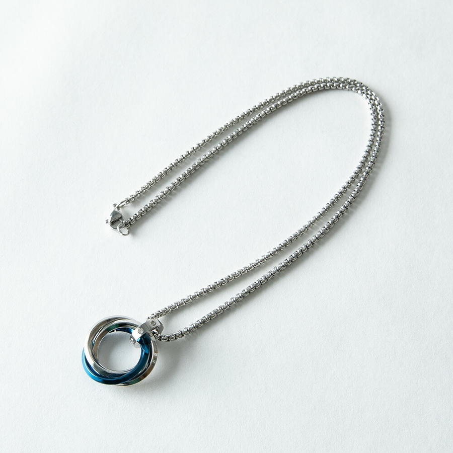 メンズ ネックレス チェーン リング リングネックレス シルバー[品番