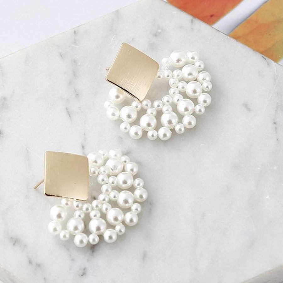 扇パール ピアス スクエア[品番：GLJA0000303]｜gulamu jewelry