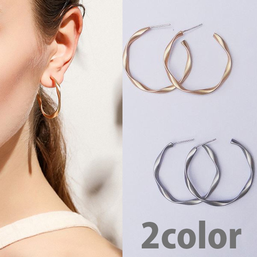 つや消し ねじり フープピアス[品番：GLJA0000315]｜gulamu jewelry 