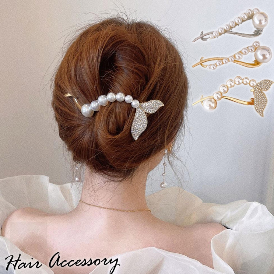 ヘアアクセサリー ヘアクリップ パール[品番：HNAW0002579]｜HANAHANA