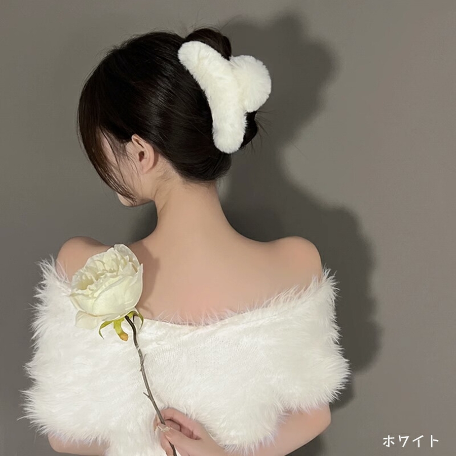 ファーバンスクリップ ヘアクリップ 大人可愛い[品番