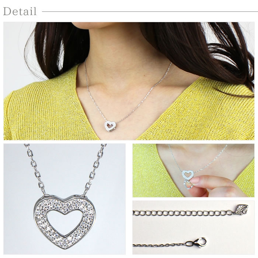 ダブルハートネックレス レディース シルバー[品番：IRKA0000176