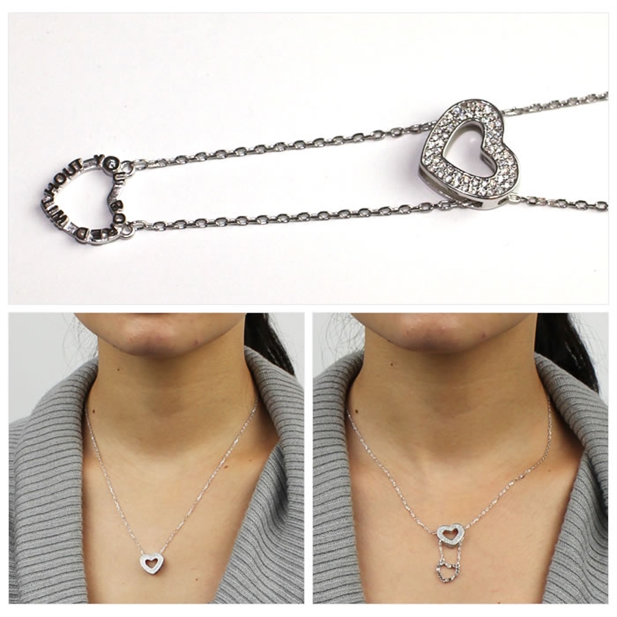 ダブルハートネックレス レディース シルバー[品番：IRKA0000176