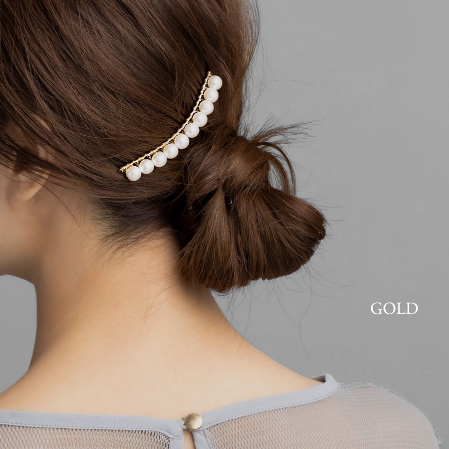 パールライン シンプル夜会巻コーム ヘアアクセサリー[品番