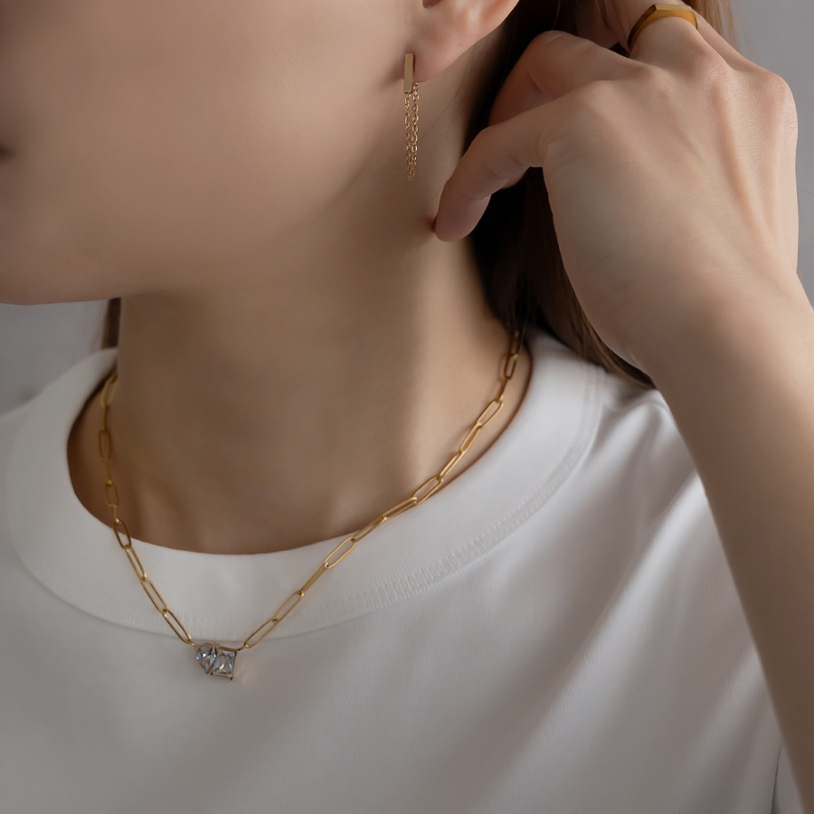 ネックレス ステンレス製 ショートネックレス[品番：VX000008670