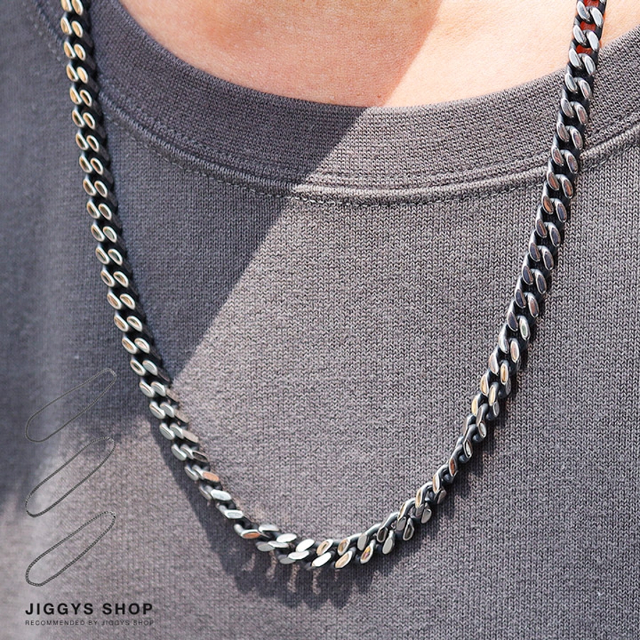 ステンレス 喜平チェーン ネックレス 燻し シンプル[品番:JG000013375 ステンレス 喜平チェーン ネックレス 燻し シンプル[品番:JG000013375
