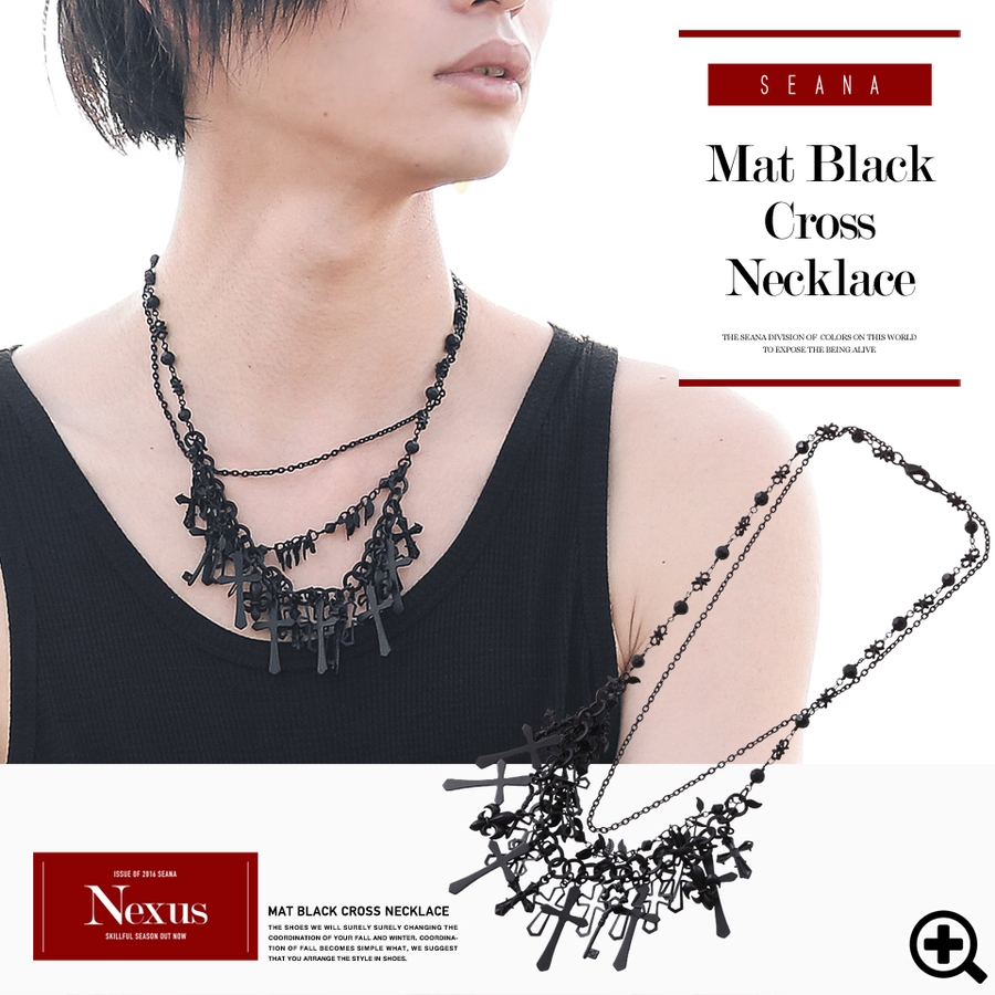 ◇SEANA(シーナ) マットブラッククロスネックレス◇ネックレス