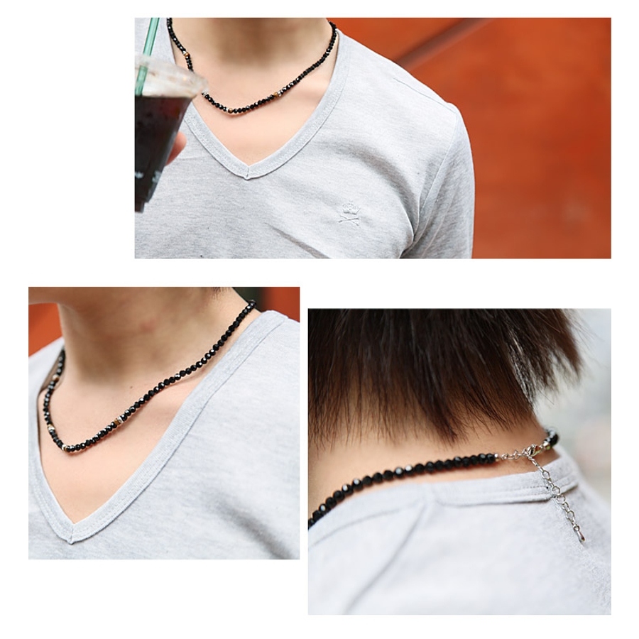 ◇ブラックスピネルネックレス◇お兄系 Men s[品番：JG000003357
