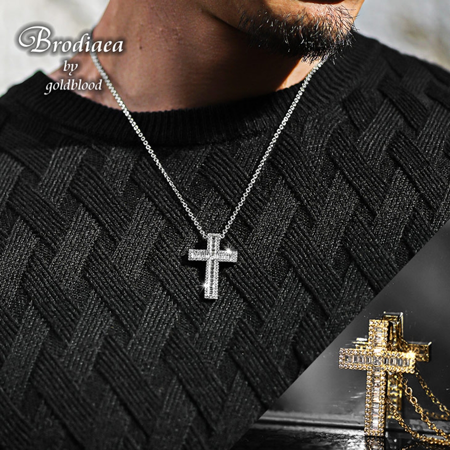 男女兼用 ネックレス 十字架 クロス シルバー 韓国 ヒップホップ