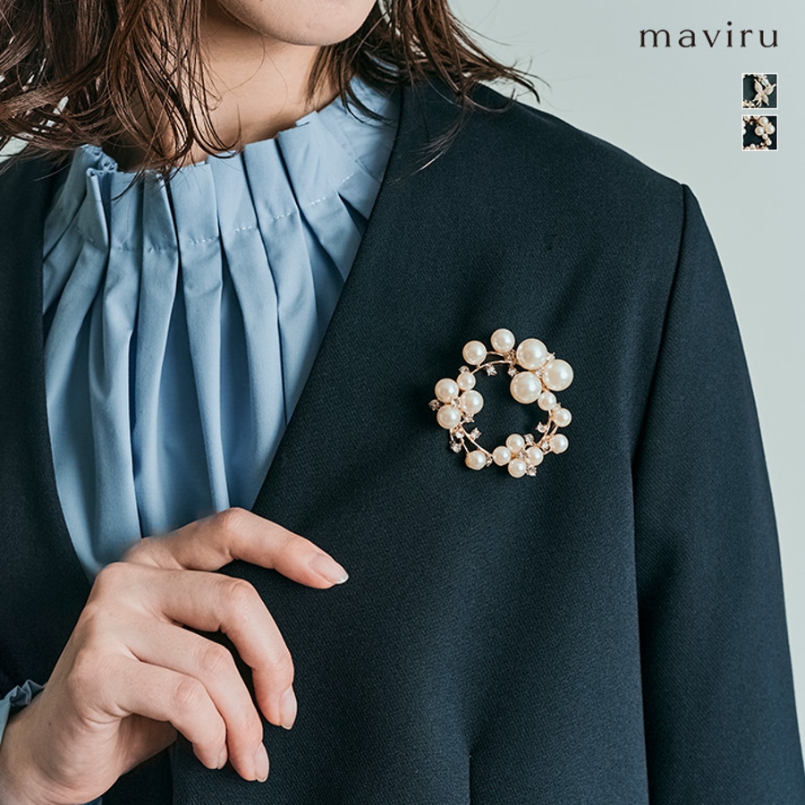 イミテーションパールサークルブローチ類 アクセサリー ブローチ