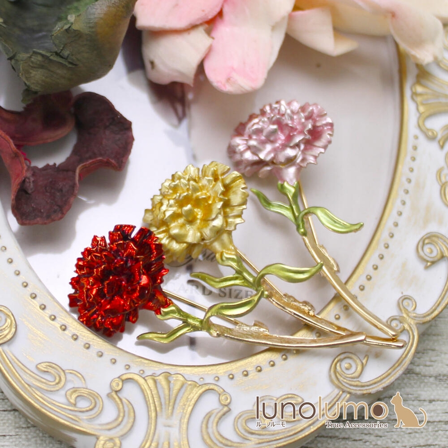 ブローチ カーネーション 花[品番：LNLA0010187]｜lunolumo
