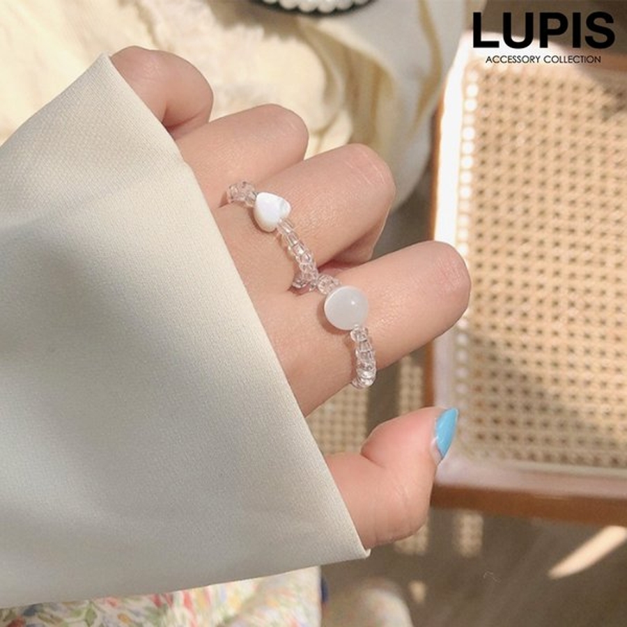 クリアビーズリング 【プチプラ ゴム[品番：LPSA0004655]｜LUPIS