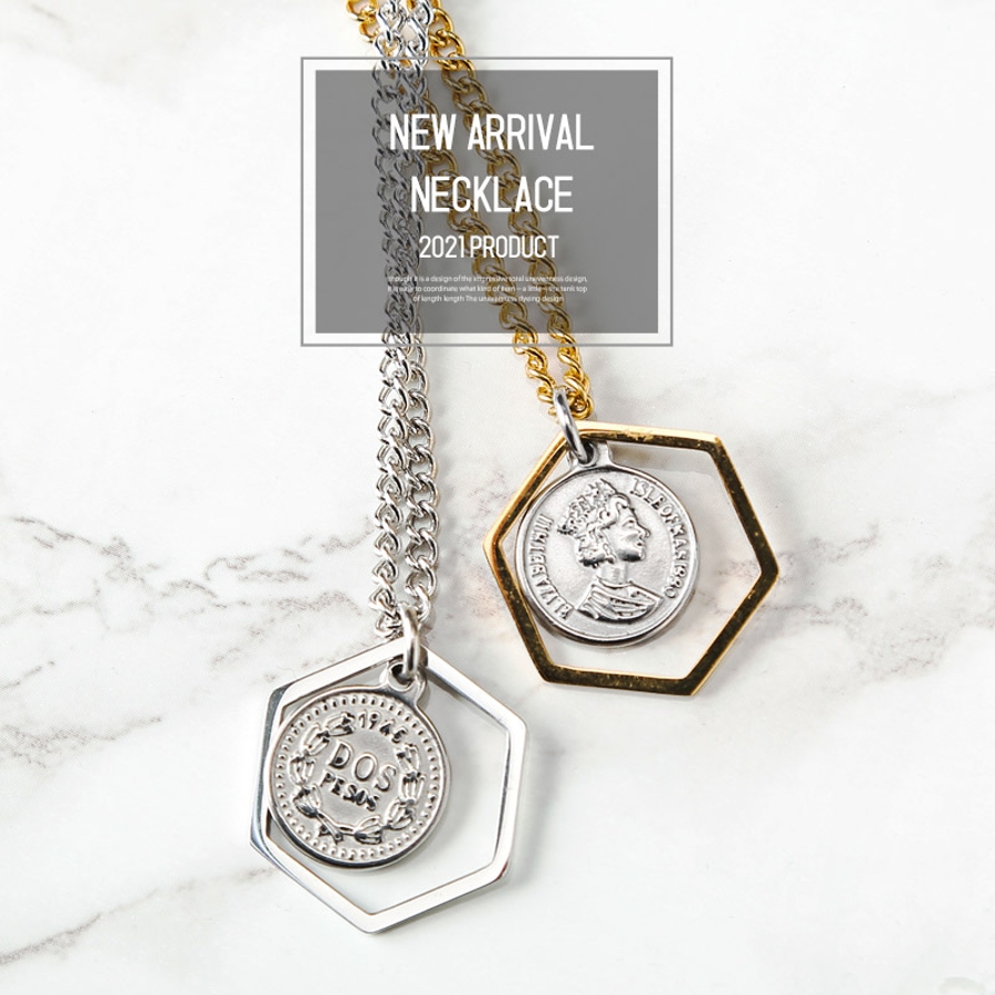 【luxstyle/ラグスタイル】LUXSTYLE ネックレス メンズ コイン アクセサリー チェーン ロング【コインネックレス】BITTER ビター系 コインネックレス メンズアクセ シンプル デザイン シルバー ゴールド スタイリッシュ アンティーク 貨幣 上品 ギフト プレゼント ペア ユニ