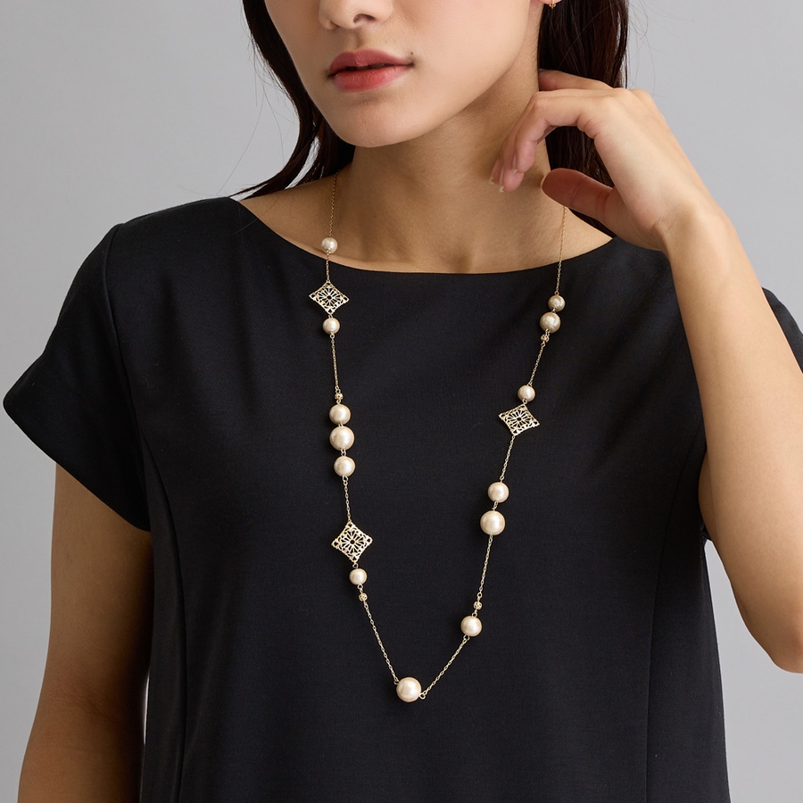 ロングネックレス 日本製 パール[品番：MLOA0001178]｜Melody