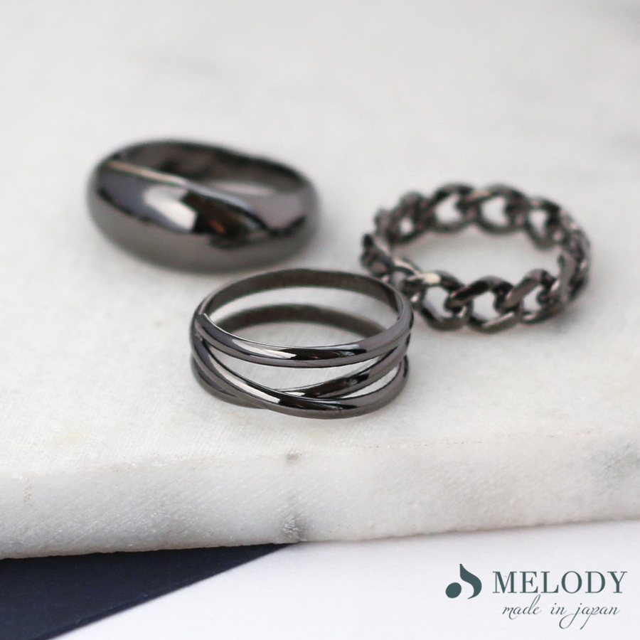 リング ブラックリング シンプル[品番：MLOA0002467]｜Melody