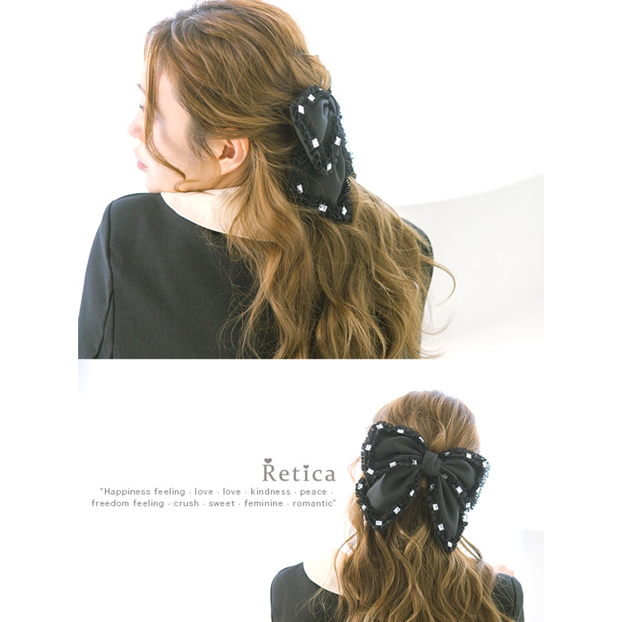 スクエアビジュービッグリボンバレッタ ヘアアクセサリー