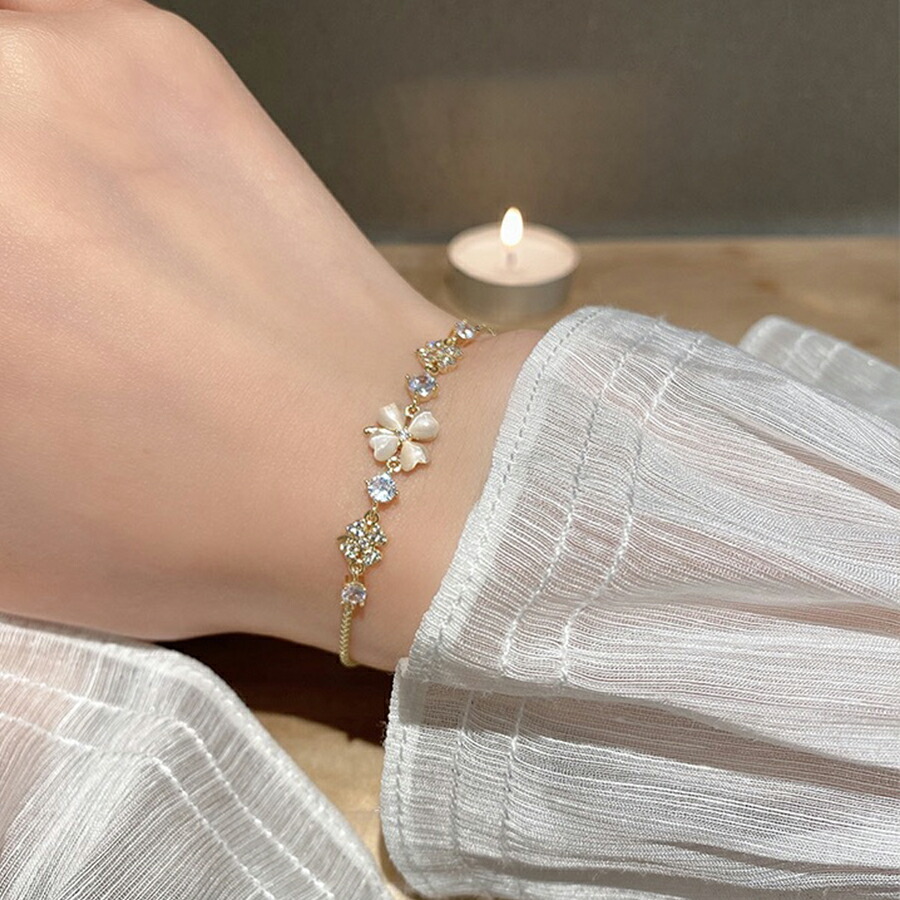 【秋服コーデ】２連クローバーチェーンブレスレット 秋服コーデ】2連クローバーチェーンブレスレット ab036_1.jpg