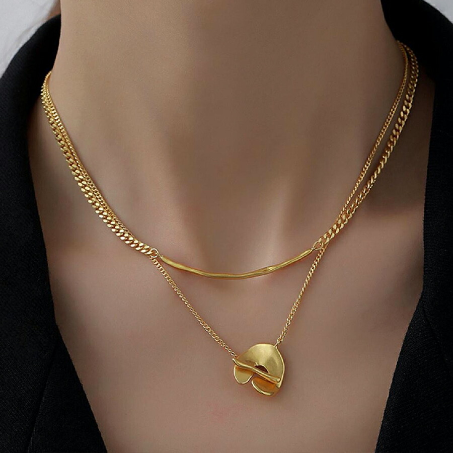 Y字ラインデザインネックレス シルバー ゴールド[品番