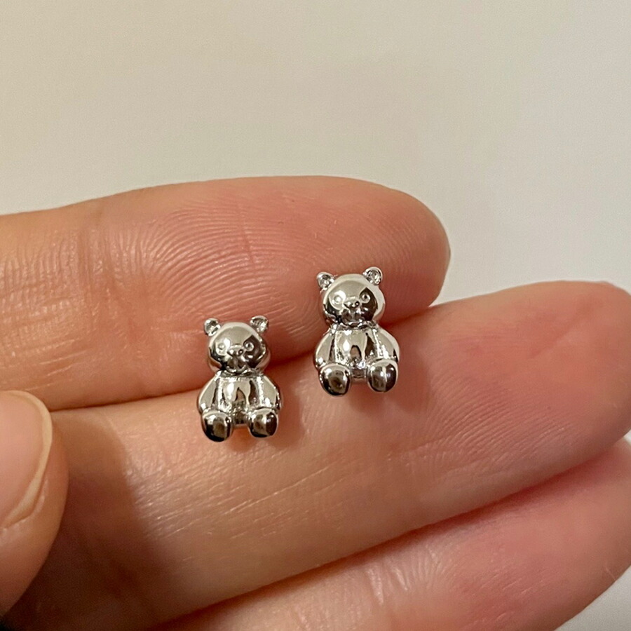 くまピアス ゴールドベア シルバー[品番：XL000002886]｜SLENDER