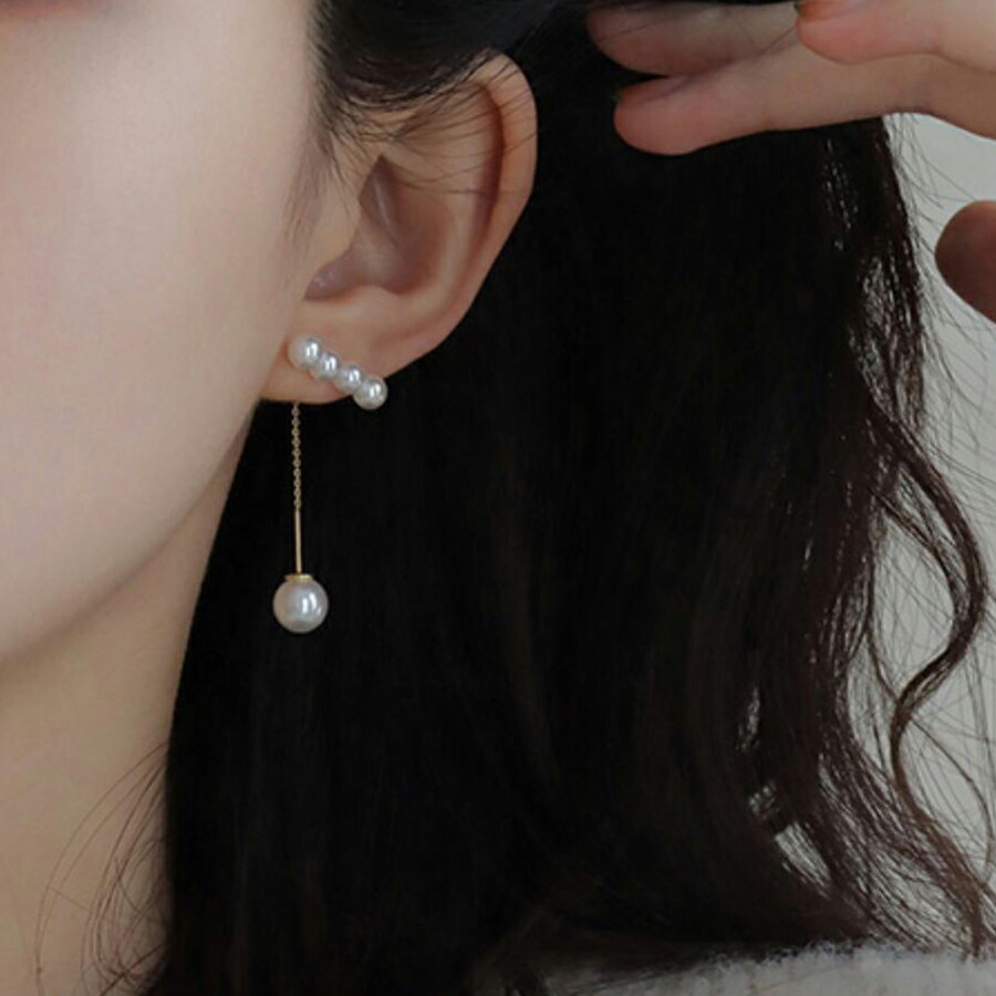 4連パールチェーンピアス パールキャッチ シルバー925[品番