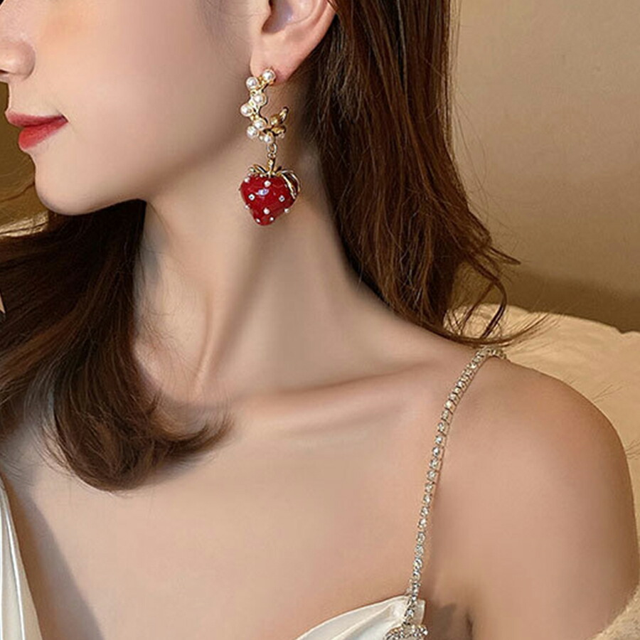 大ぶりいちごピアス 存在感抜群 ゴールド[品番：XL000002953]｜SLENDER