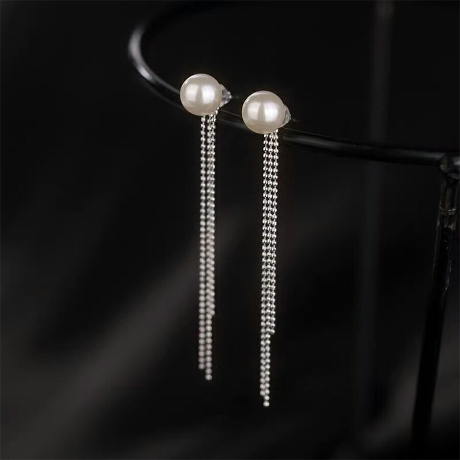 2wayパールチェーンピアス パール8mm ポストシルバー925[品番