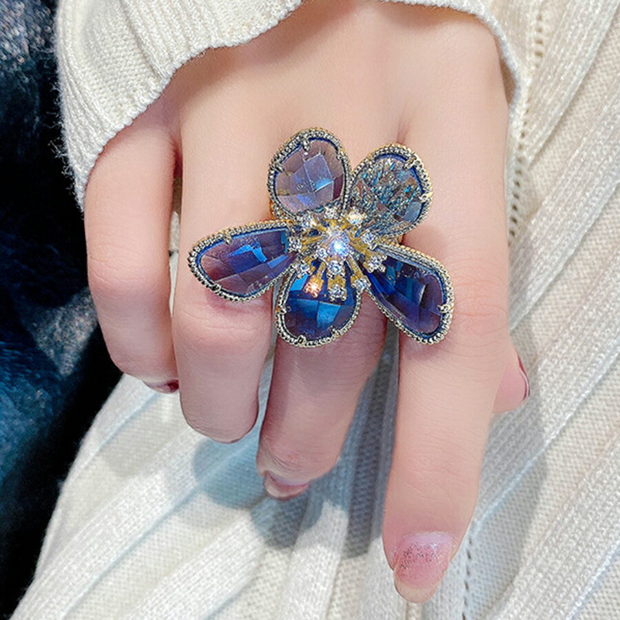 フラワービッグリング 韓国ファッション かわいい[品番：XL000002574
