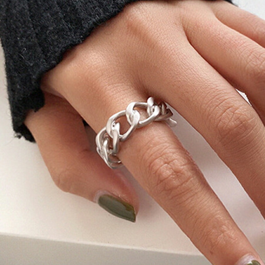 オープンチェーンデザインリング シルバー ゴールド[品番