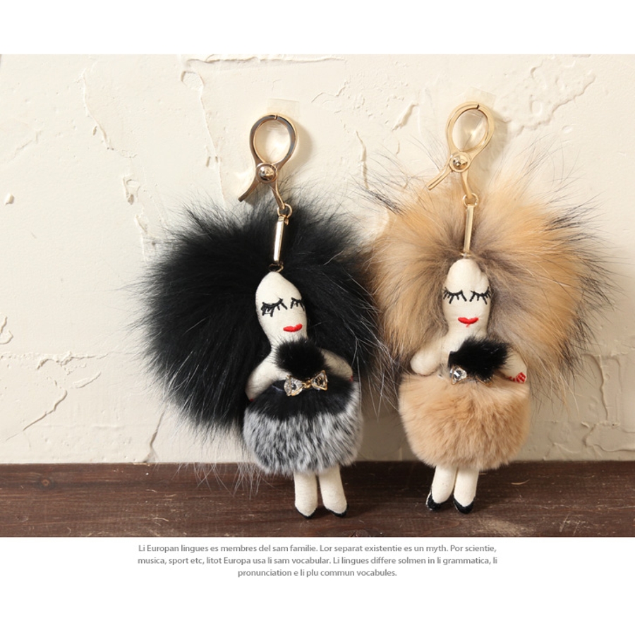 LASTSCENE☆リアルファーのチャーム☆新品 ホワイト(混合)