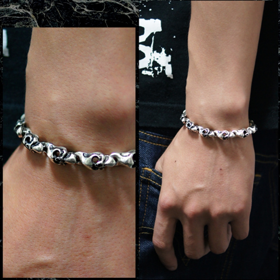 シルバー925 スカルFlat Skullブレスレット[品番：PENA0011257