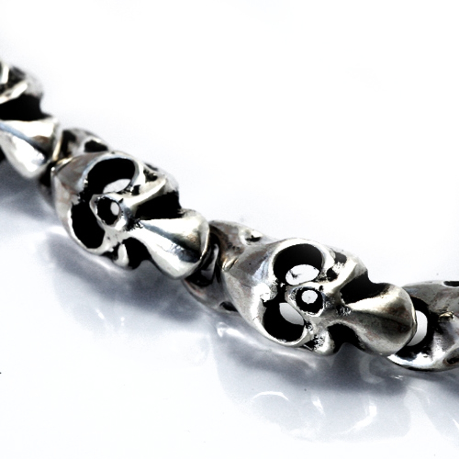 シルバー925 スカルFlat Skullブレスレット[品番：PENA0011257