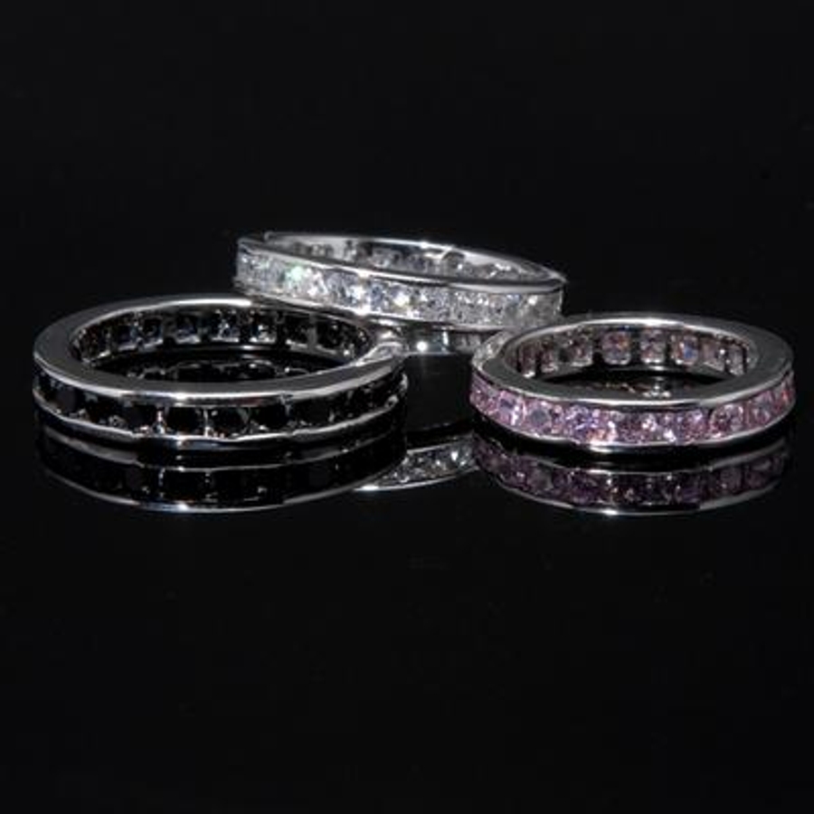 e.m. SILVER925 ジルコニアボール一文字リング ハーフエタニティ e.m. SILVER925 ジルコニアボール一文字リング ハーフエタニティ