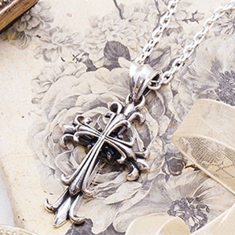 シルバー925製 十字架メンズネックレス 50cmチェーン[品番