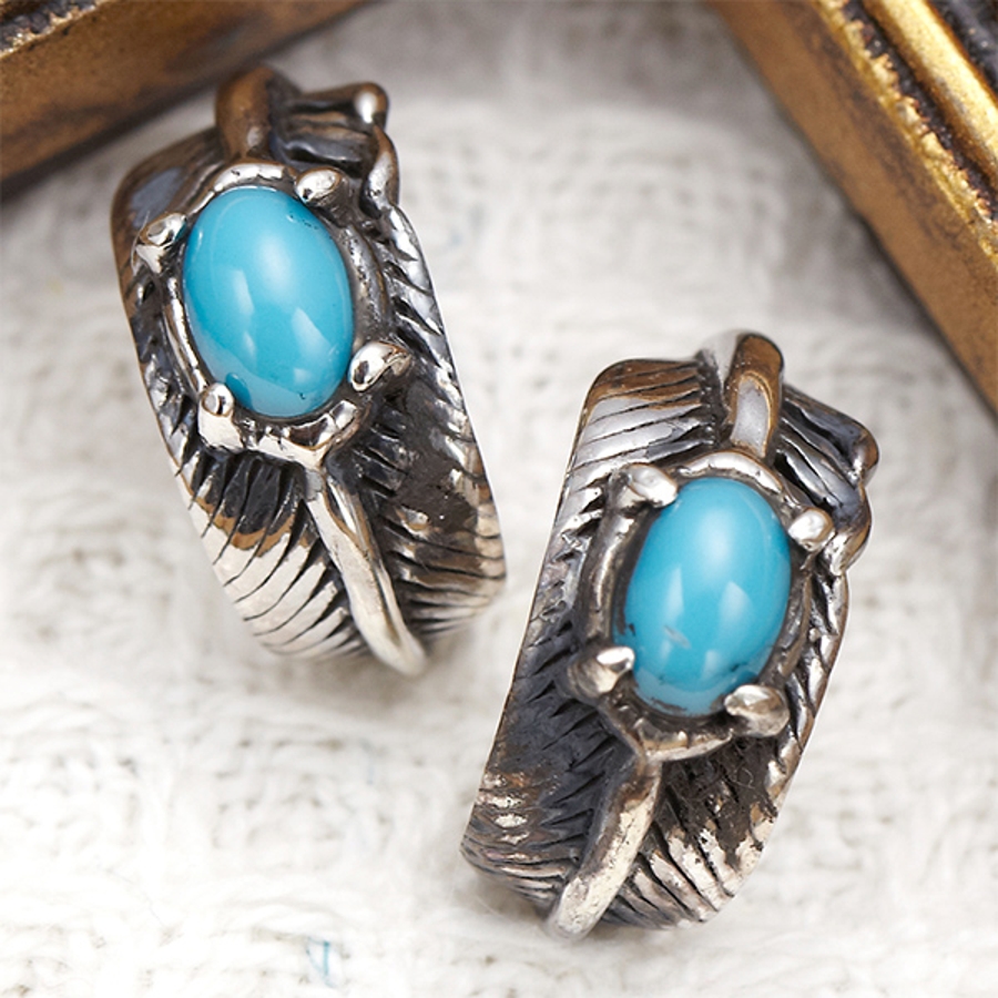 メンズスタッドピアス シルバー925製 ターコイズ[品番：PENA0005841