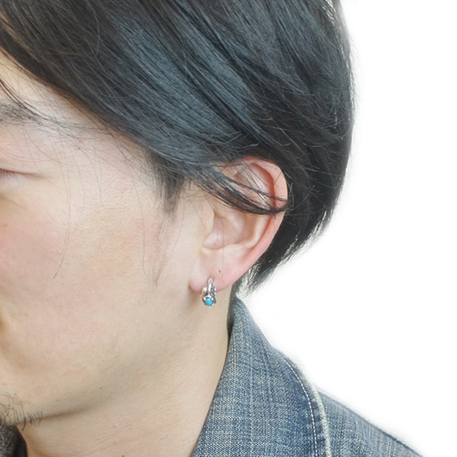 メンズスタッドピアス シルバー925製 ターコイズ[品番：PENA0005841