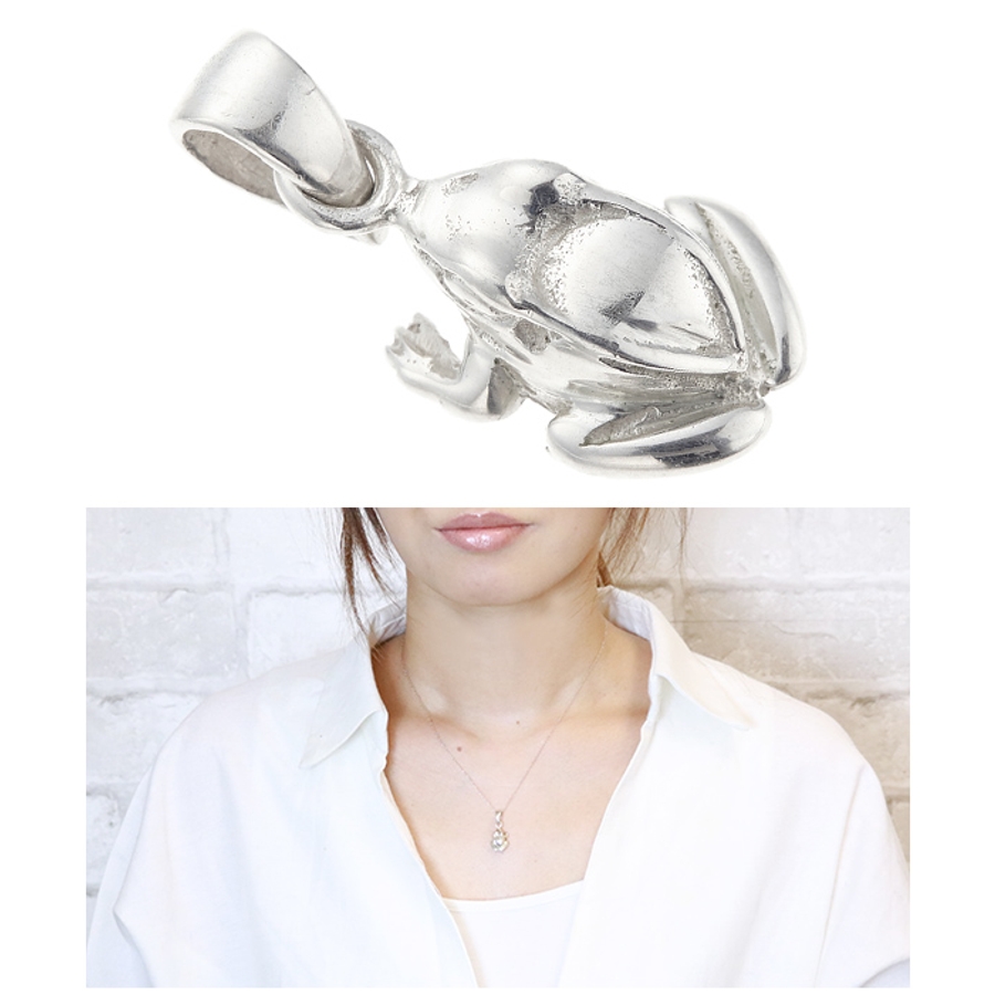 シルバー925製カエルモチーフペンダントトップ ネックレストップのみ