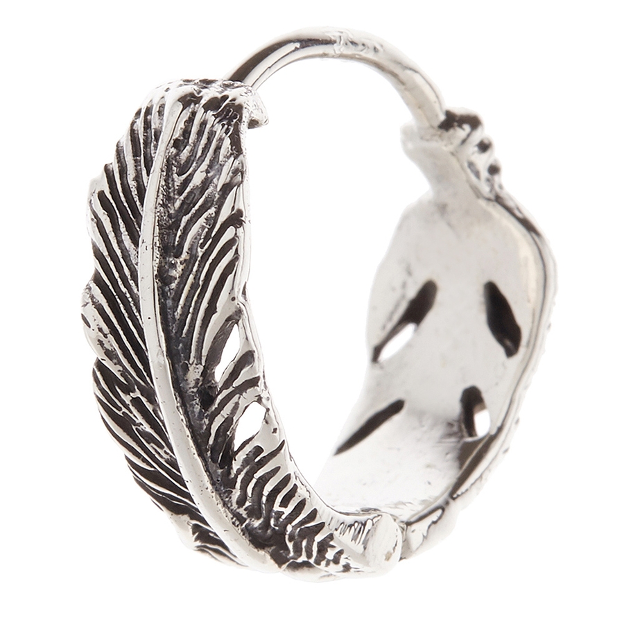 イーグルモチーフ付きフェザーフープピアス シルバー925製 ゴールド