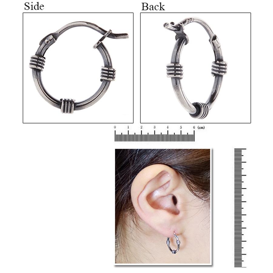 ヴィンテージ イタリア製 925 シルバー 切り替え デザイン フープ ピアス vintageシルバーデザインフープピアスsilver925 | CHAINON