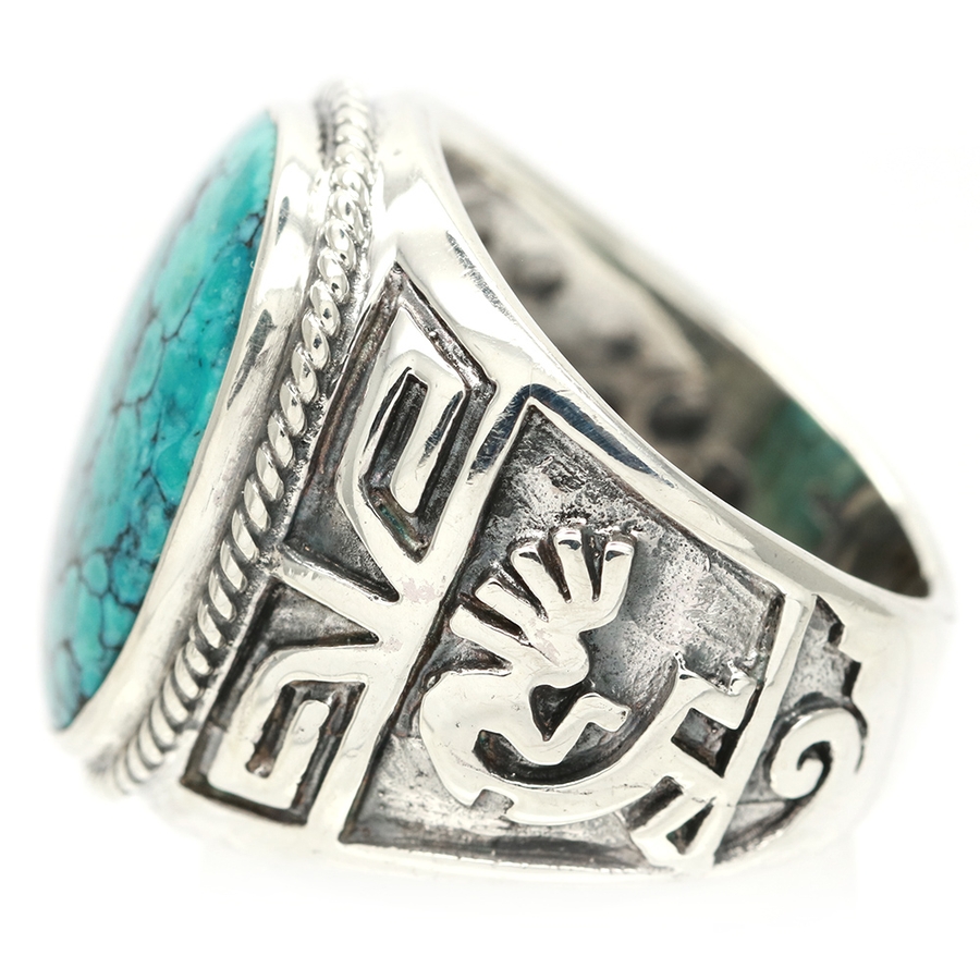 天然石ターコイズメンズリング 17号 シルバー925製[品番：PENA0014108