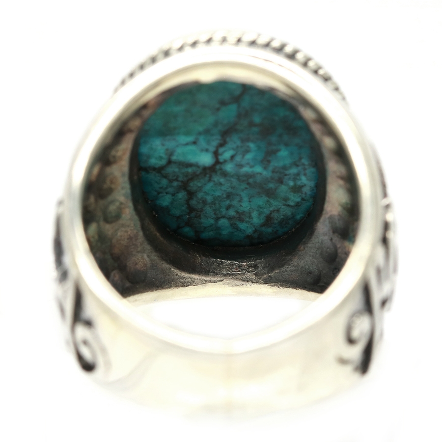 ターコイズ シルバーリング　17号 タングステン ターコイズ リング メンズ 指輪 シルバー つや消し