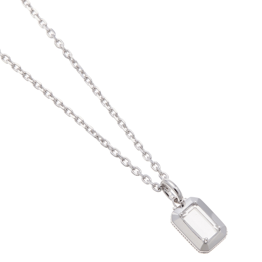 スクエアカット天然石のペアネックレス オニキス 水晶[品番  