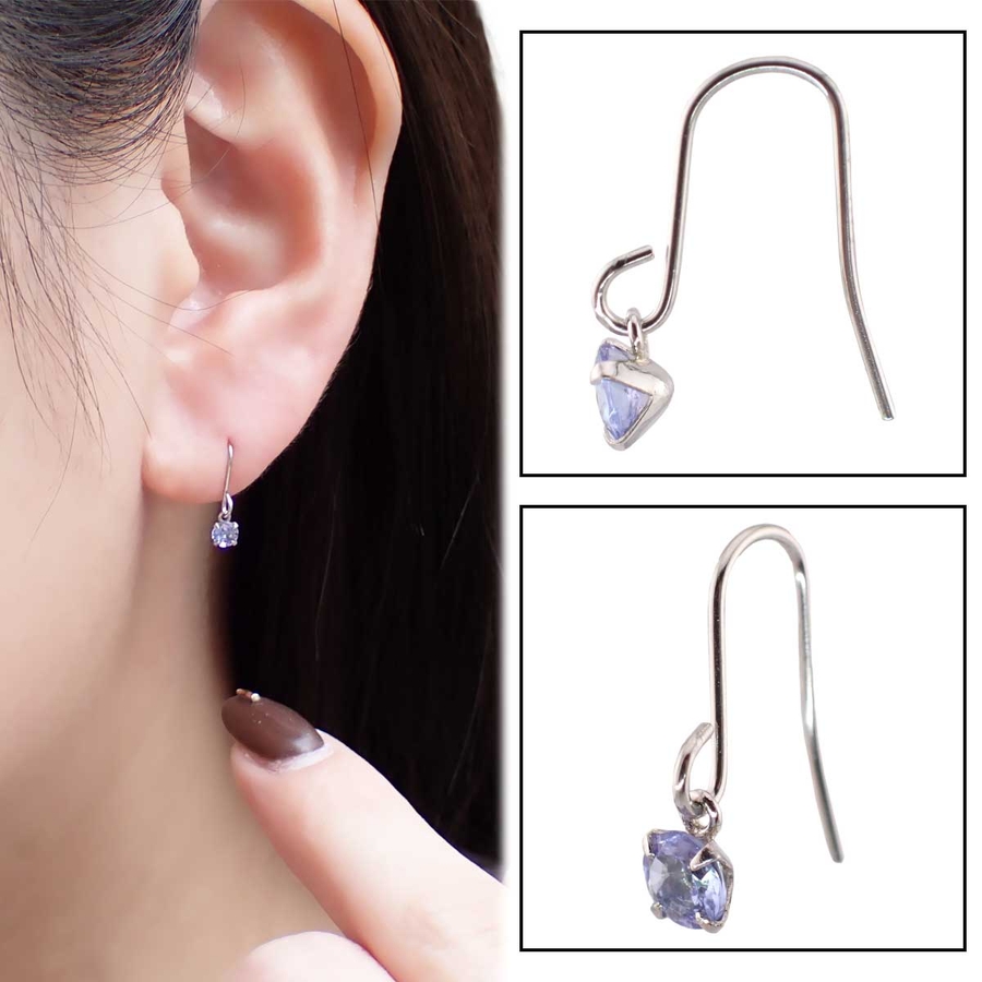 贅沢屋の フックピアス プラチナ900製ポスト 低アレルギー[品番 ピアス