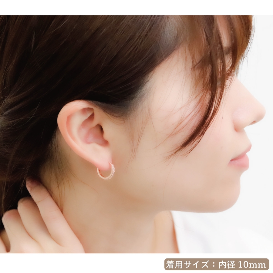 フープピアス レディース ハーフエタニティ[品番：PENA0036519