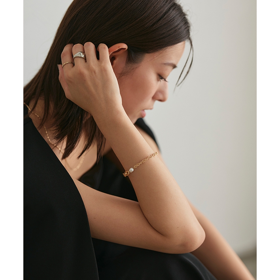 玄関先迄納品 淡水パールアシメチェーンブレスレット ブレスレット コレクション