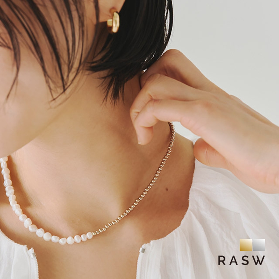 淡水パールネックレスペタルパールネックレス　NO24-919 淡水パールメタルマンテルネックレス ネックレス アクセサリー