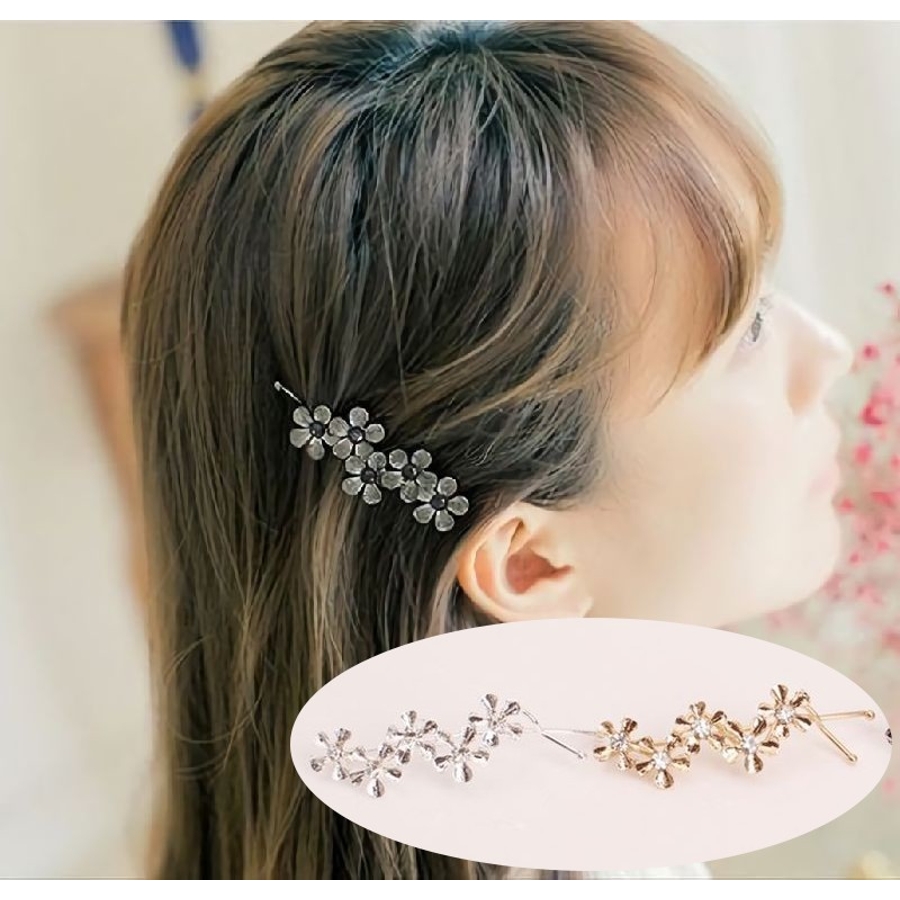 orgablanca 花モチーフ ヘアピン 3本セット フラワーモチーフヘアピン3本セット Uピン パール ビーズ ヘア