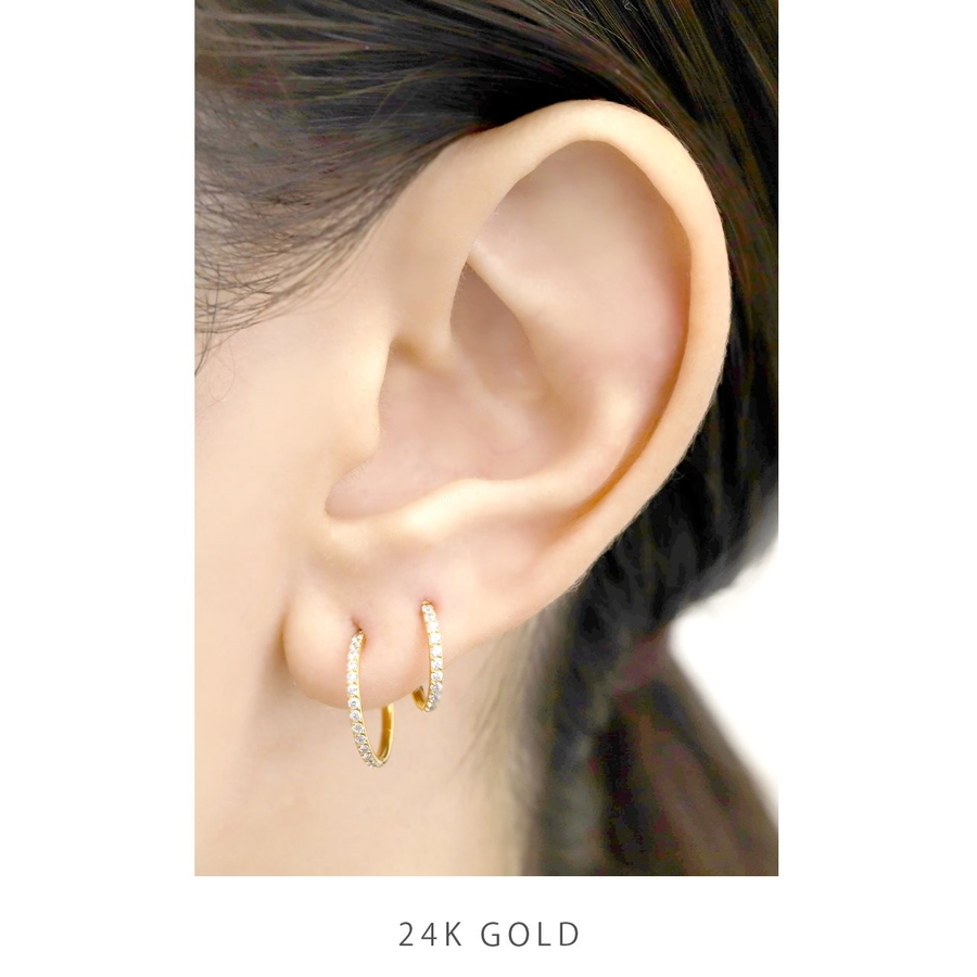 2個セットセグメントリング 軟骨ピアス 24K[品番：RINA0001413