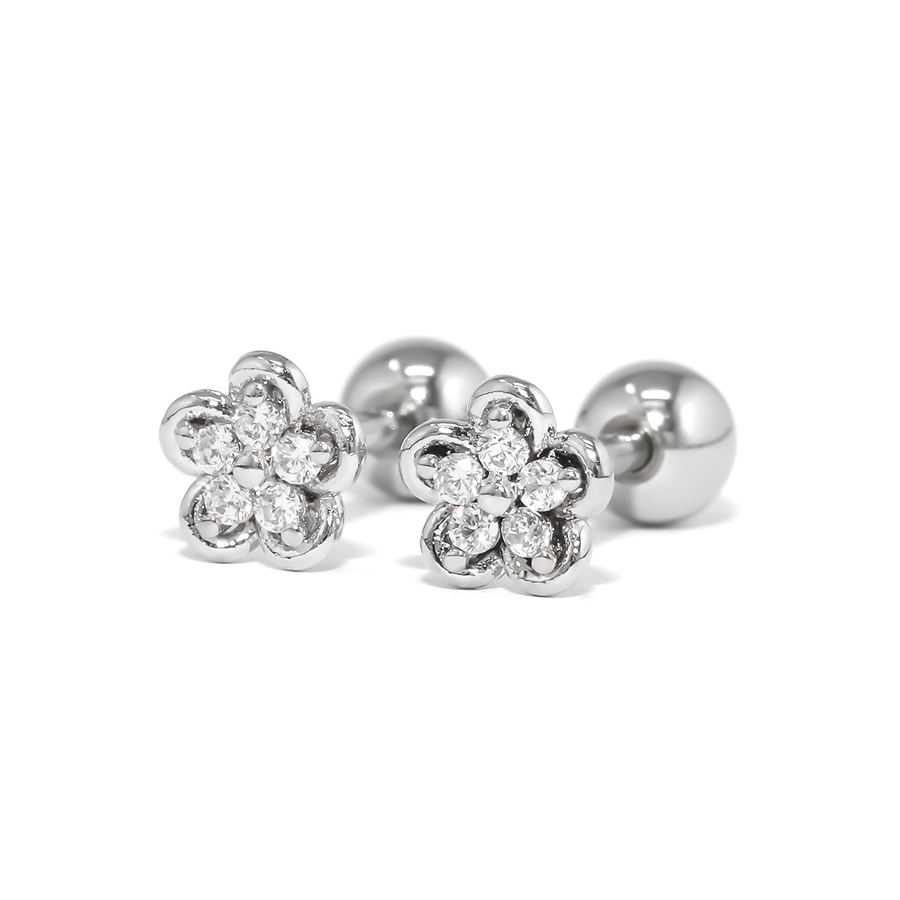 ピアス お花フラワープサイズ キュービックジルコニアストーン