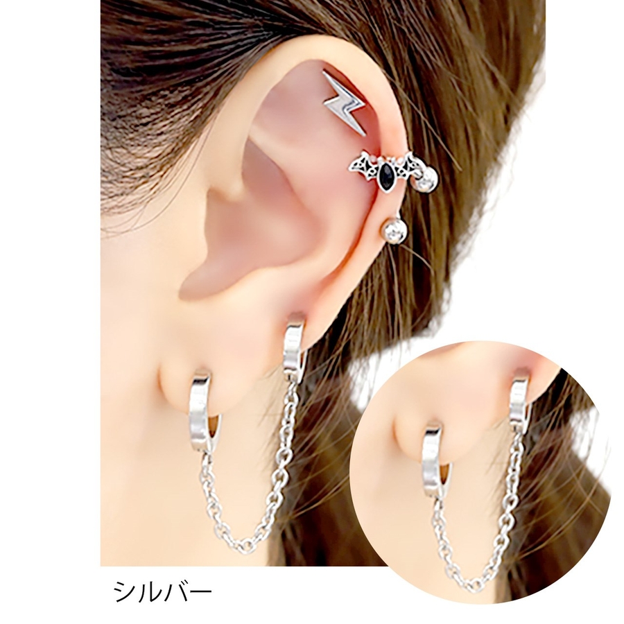 ピアス 二連 ステンレスピアス[品番：RINA0001323]｜ボディピアス